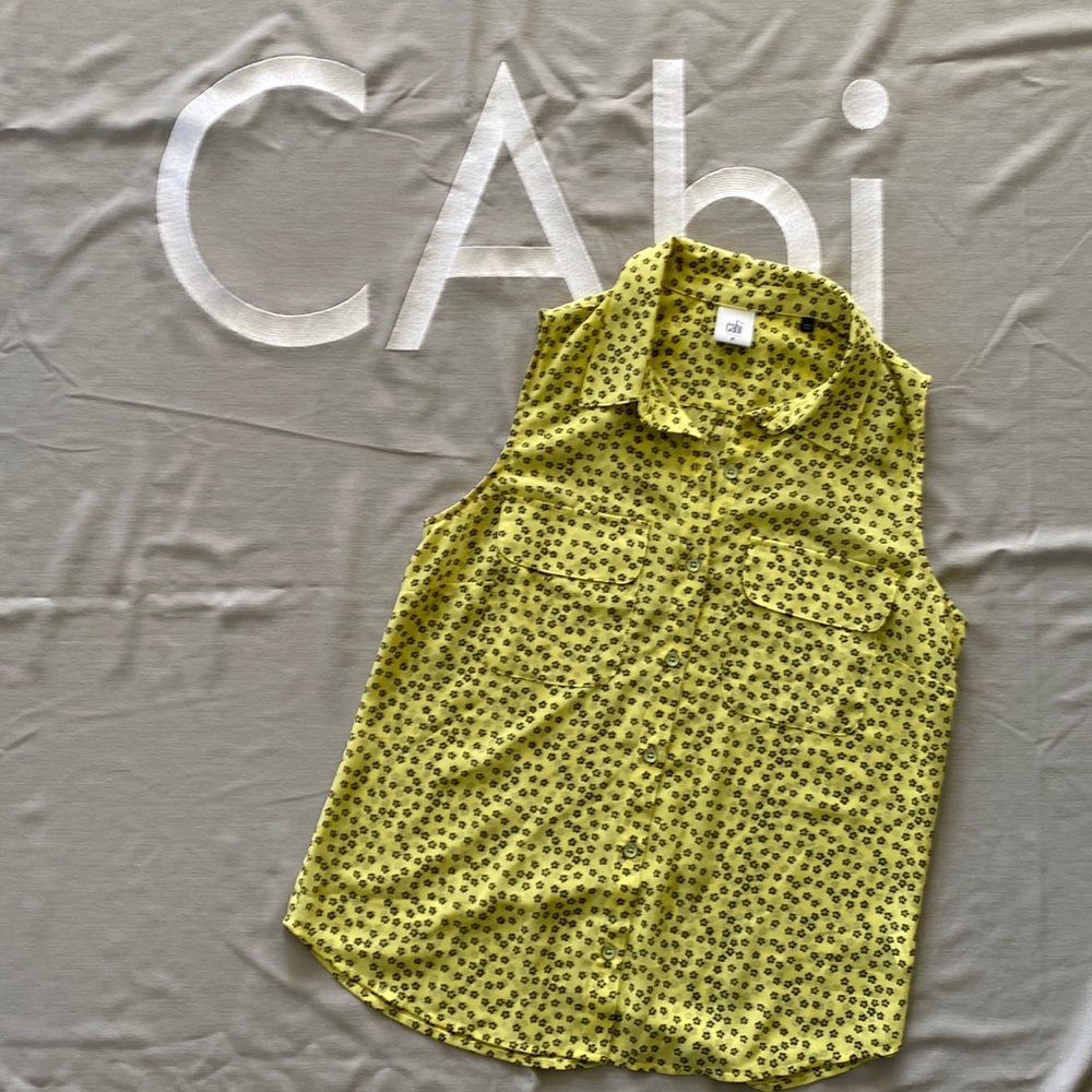 CAbi - A super cute yellow and black sleeveless top.